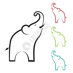 大象设计的矢量图像动物卡通片插图气泡微笑快乐草图艺术野生动物艺术品图片