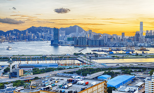 香港市日落场景速度线条旅行驾驶戏剧性隧道运输城市建筑图片