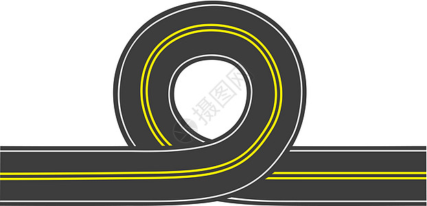 带环循环的矢量路小路灰色环形沥青圆形曲线黄色运输卡通片图片