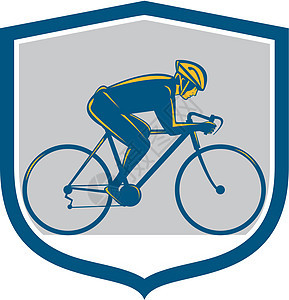 自行车盾牌雷特罗艺术品男性插图运动骑术山地波峰男人图片