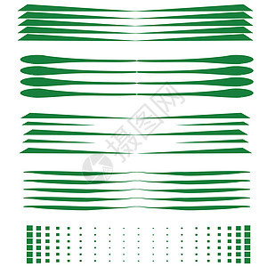 白色背景的矢量槽刷组合插图绘画水彩墨水艺术创造力中风笔触收藏绿色图片