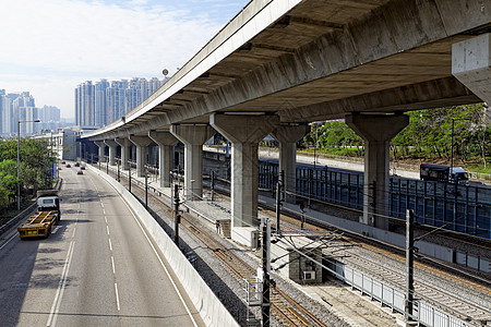 高速公路过桥和火车轨道路线城市铁路交通运输天空路口穿越曲目过境图片