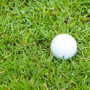 绿色草地上的高尔夫球球道推杆游戏草皮运动场地白色宏观球座图片
