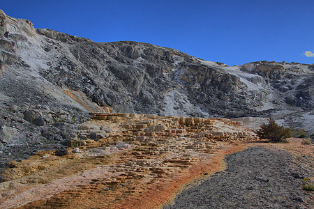 长毛炎热泉Limestone穿山岩矿床爬坡国家石灰石地质学石头石灰华岩石自然梯田公园图片