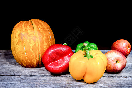 蔬菜 草药和水果香料木板收成饮食辣椒味道团体橙子宏观光绘图片
