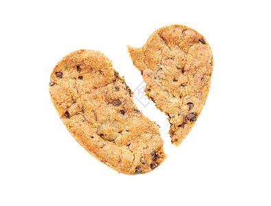 碎裂的心形巧克力薯片饼干分离图片