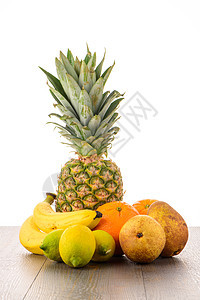 新鲜水果桌子厨房香蕉热带营养康复小吃用餐饮食早餐图片