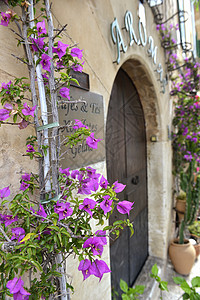 典型的地中海村庄 瓦尔法卡德有花盆建筑观光游客街道城市木头岛屿旅游假期别墅图片