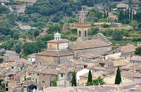 西班牙马洛卡的Valldemossa景象国家岛屿窗户吸引力旅行房子石头村庄住宅旅游图片