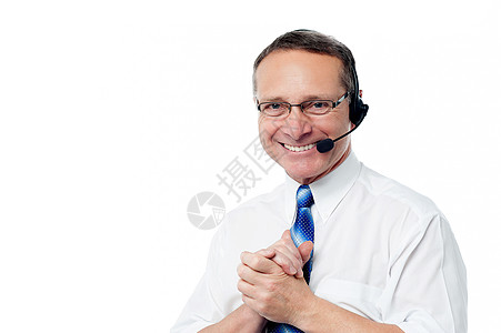行政部门对客户支持的微笑求助热线男性老年职业呼叫代理人顾问专家工作室图片
