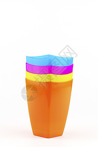 色彩多彩的塑料玻璃杯派对红色橙子回收团体白色食物午餐蓝色玻璃图片