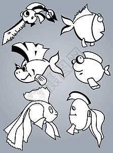 鱼套鱼野生动物异国黑色水族馆收藏白色数字动物乐趣动物群背景图片
