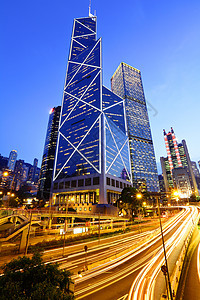 有交通小道的香港速度建筑天际踪迹商业街道城市办公室公司市中心图片