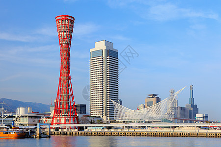 日本神户港反射建筑学晴天全景公园天空建筑地标城市蓝色图片