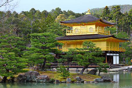 京角寺庙公园观光宝塔地标旅游吸引力游客森林池塘旅行图片