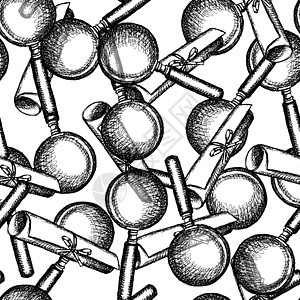 古时风格中的 Satchet 缩放和scrool证书玻璃放大镜文凭工具草图光学滚动插图莎草图片