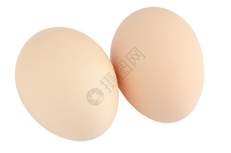 两个鸡蛋在白色上动物生活脆弱性早餐眼睛动物学惊喜椭圆棕色图片