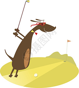 高尔夫打高尔夫的好日子插图草图卡通片高尔夫球太阳镜运动动物艺术手工微笑图片