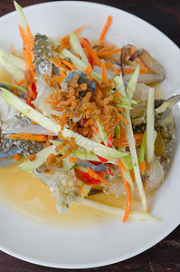 芒果沙拉绿色白色辣椒蔬菜盘子海鲜水果健康食物洋葱图片
