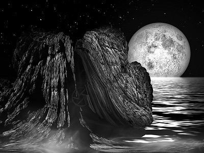 月光夜-海岩景观图片