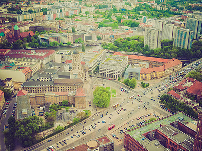 柏林 德国的反向回顾建筑学天际建筑地标场景眼睛城市背景图片
