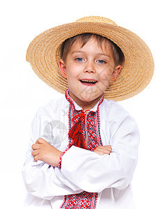 穿着乌克兰民族服装的男孩国家戏服孩子们兄弟别针孩子衬衫帽子滚动刺绣图片