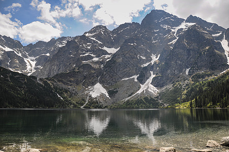 波兰山区湖地貌波兰天空旅游抛光旅行岩石爬坡国家山脉顶峰风景图片