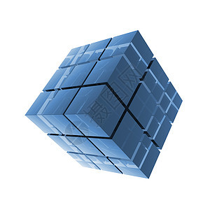 蓝色玻璃抽象立方体正方形辉光盒子技术团体建筑知识分子墙纸反射插图图片