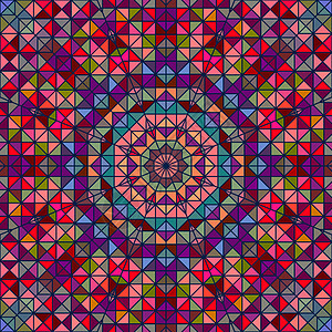抽象的彩色数字装饰花星三角形组织打印编织马赛克射线网络万花筒装饰品正方形图片