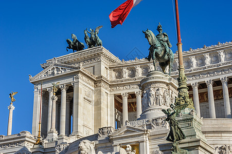 罗马的纪念碑国家正方形城市旅游画廊艺术雕像三色力量旗帜图片