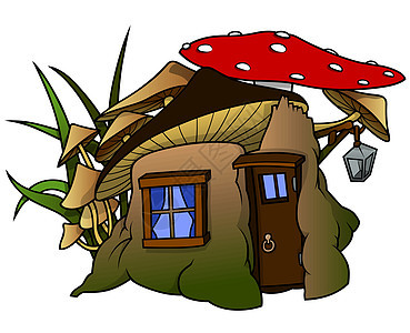 精灵之家小屋卡通片树桩矮人小房子童话灯笼剪贴漫画手绘图片