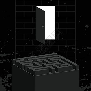 开门黑色插图出口迷宫立方体自由商业想像力房间入口图片