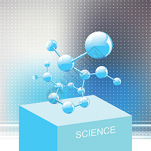 分子结构蓝色模型生物学立方体插图生物技术化学医疗图片