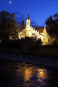 教堂教会月亮蓝色建筑宗教旅行图片