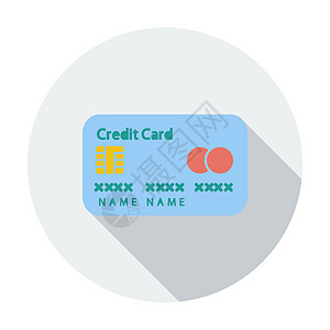 信用卡单个平面图标银行商业蓝色支付取款机代码活动借方债务货币背景图片