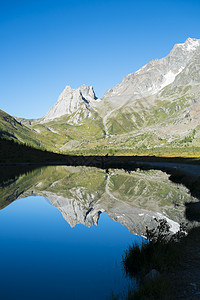 利姆斯通金字石和Combal湖游客景点反射山峰远足旅游风景图片