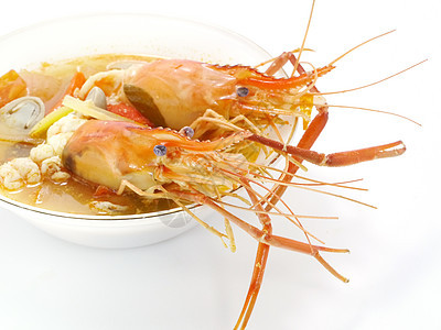 泰国菜冬阴功 龙虾汤牛奶盘子椰子午餐食物美食海鲜香菜柠檬功夫图片