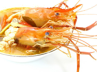 泰国菜冬阴功 龙虾汤柠檬盘子海鲜午餐功夫美食香菜食物牛奶椰子图片