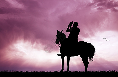 骑马的男子插图乡村骑术阳光太阳国家骑士哺乳动物运动天空图片