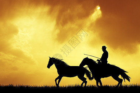骑马的男子骑术骑士牧场哺乳动物运动乡村太阳阳光天空国家图片