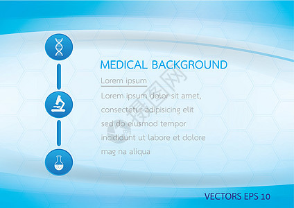 医疗背景矢量插图科学监视器生活药品技术脉冲心电图蓝色背景图片