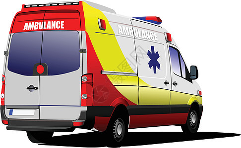 现代救护车对白 彩色矢量说明速度情况车辆访问红色护理人员民众医院医疗市政图片