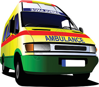 现代救护车对白 彩色矢量说明速度等距医院车辆灰色服务电子访问医疗救援图片