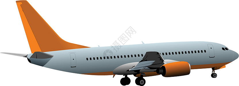 乘客飞机在空中飞行 矢量插图水平旅行机场飞机场车辆商业绘画运输精加工车轮图片
