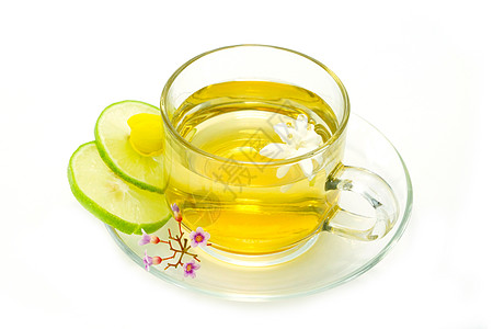 花茶混合蜂蜜和柠檬香气橙子球座玻璃植物输液酿造饮料叶子食物图片