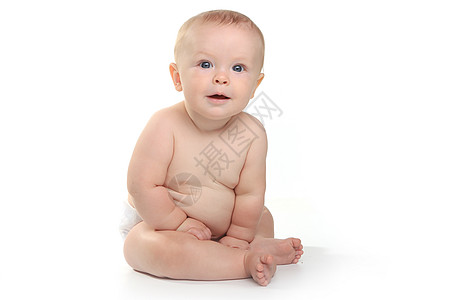 白背景的快乐可爱宝贝儿男性孩子女性新生姿势童年婴儿男生投标女儿图片