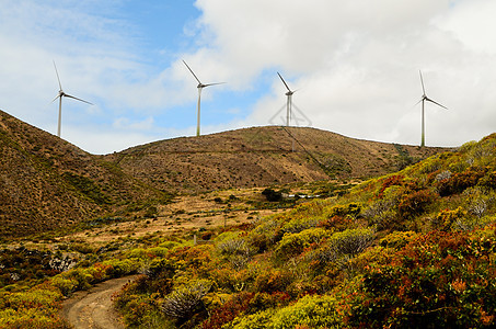 风能生态农村风力刀刃电气农场风车环境涡轮山台图片