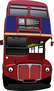 伦敦双双Decker红色巴士 矢量插图民众路线大师甲板运输司机车辆稀有性旅行图片