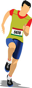 运行者 轨道和字段 矢量插图速度跑步运动田径肌肉短跑身体男人图片