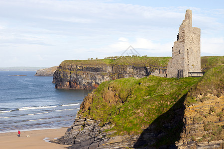 Ballybunion的城堡沙滩和悬崖图片